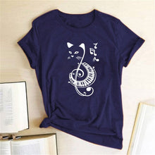 Load image into Gallery viewer, Black Cat Printed Music T Shirt