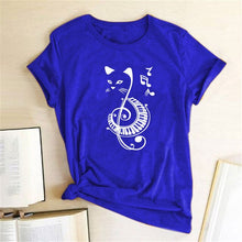 Load image into Gallery viewer, Black Cat Printed Music T Shirt