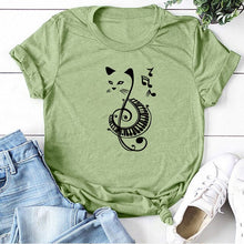 Load image into Gallery viewer, Black Cat Printed Music T Shirt